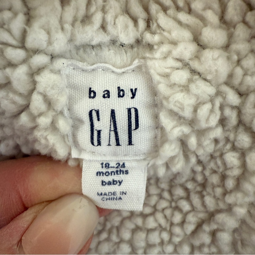 Baby Gap Sherpa Lined Hooded Jacket 18–24M Blue Knit - Picture 4 of 4